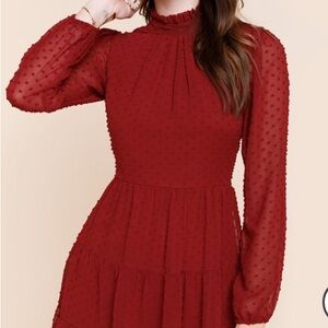 Gently used red/wine clip dot mini dress. Size: XL